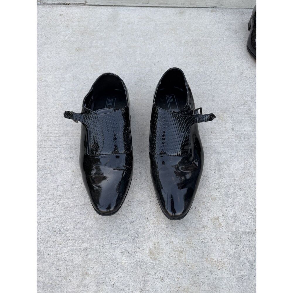 Mens ASOS Design Black Glossy Monk Strap Dress Shoes - Size 8